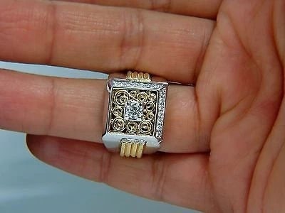 18kt mens .60ct diamond ring coil wrap 3d tourbillon still life deco 10002** - 9