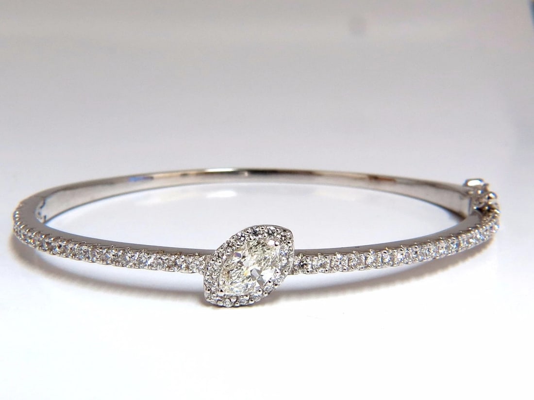 GIA Certified 1.84ct marquise diamond cluster halo bangle bracelet 14kt**: Title: GIA Certified 1.84ct marquise diamond cluster halo bangle bracelet 14kt** Description: Marquise Halo Bangle GIA Certified .74ct. Natural Marquise diamond. Report: 1172155328 H-color vs-2 clarit