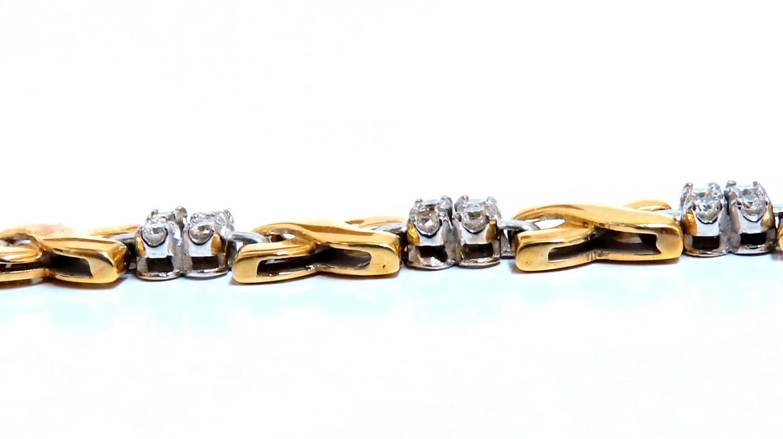 2ct Natural Diamonds X Link Bracelet 14kt gold two toned 7 1/4** - 6