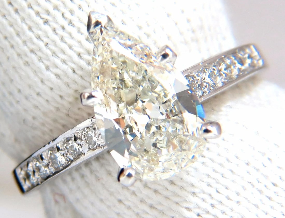 GIA Certified 1.49ct Pear Shape diamond ring .20ct. round accents 14kt *v - 10
