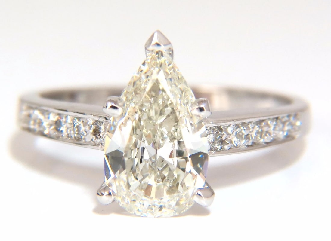 GIA Certified 1.49ct Pear Shape diamond ring .20ct. round accents 14kt *v - 6
