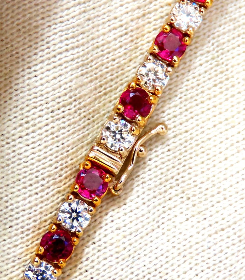 9.82ct Natural Ruby Diamonds Alternating Tennis Bracelet 14kt** - 10