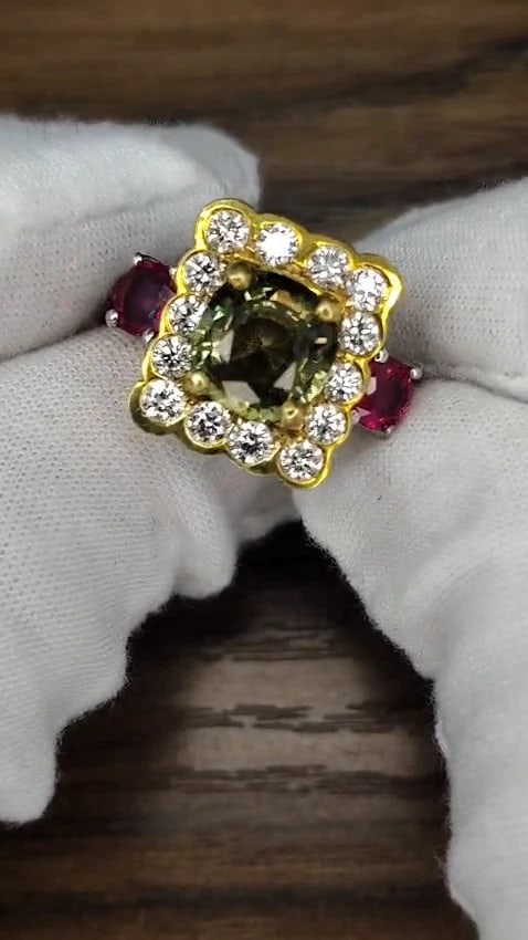 GIA Certified 3.48 carat natural color change alexandrite Ruby diamond ring *v - 2
