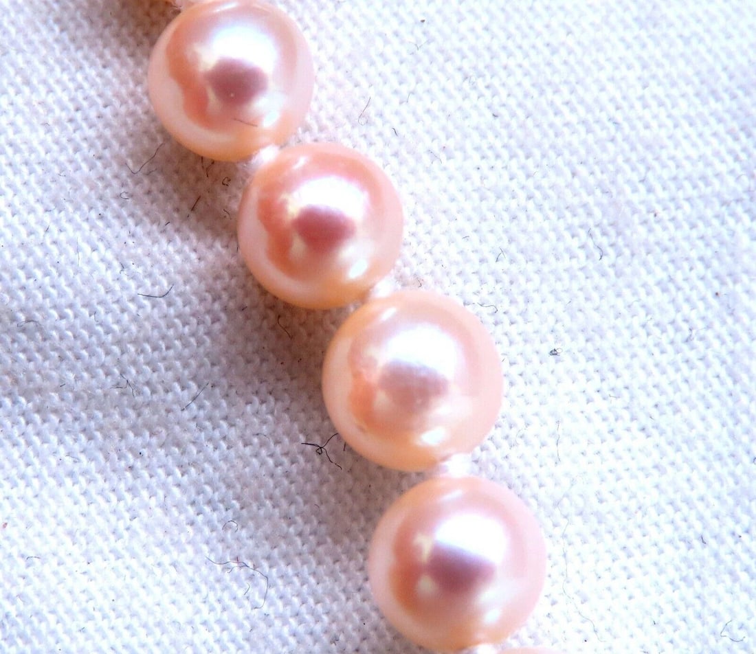 5.5mm freshwater Pearl necklace 14kt gold** - 4