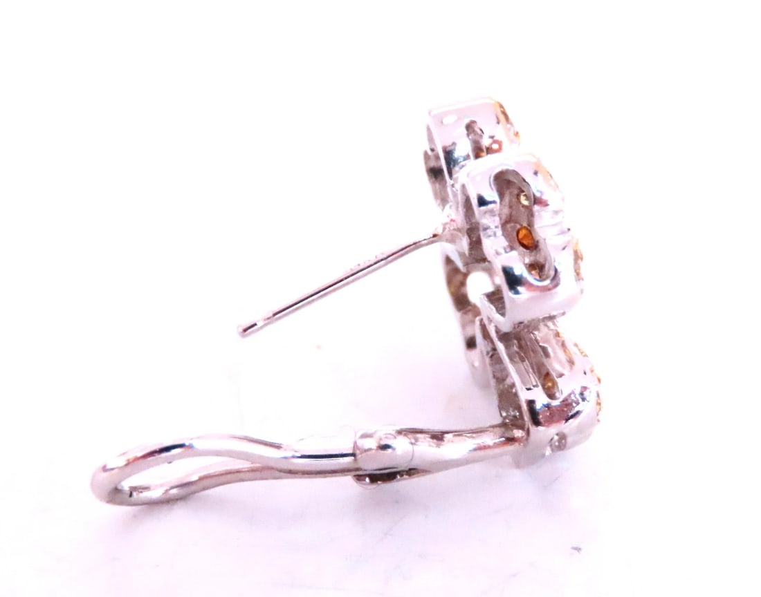 2.20ct Natural Fancy Yellow Diamonds Clover Clip earrings 14kt gold 12628** - 7