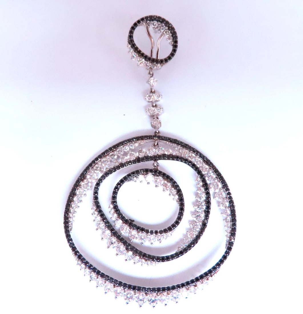 Black For White Diamond Circles Dangle Earrings 18kt 12532** - 2