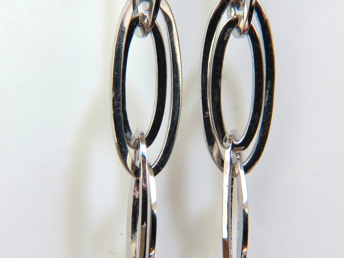 14KT GOLD .46CT ELONGATED OVALS DIAMOND DANGLE EARRINGS HINGED** - 6