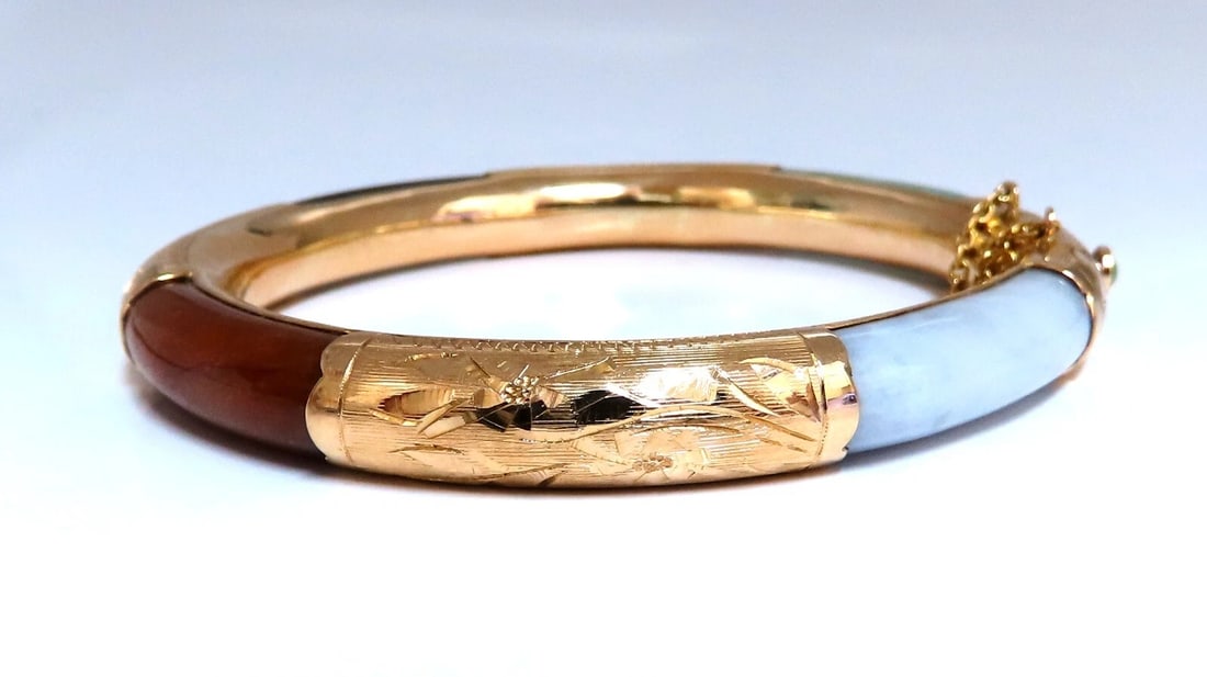 Jade Bangle Bracelet 8.4mm 14kt gold** (1 of 9)
