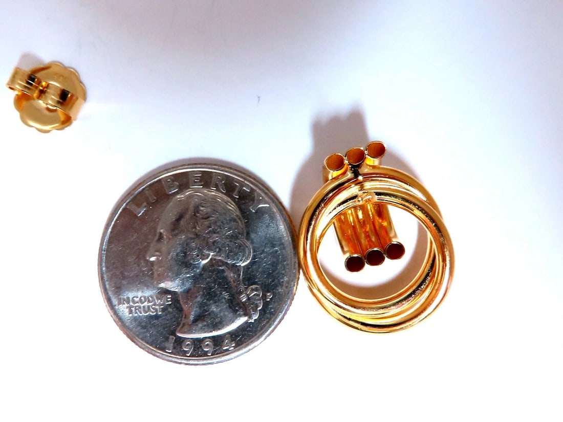 14kt Gold Circular Tube Earrings Knocker Classic** - 3