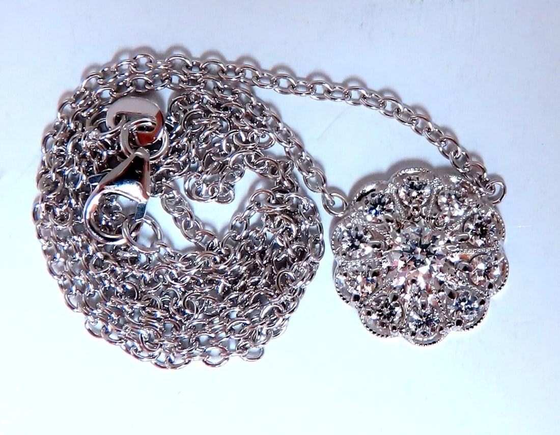 .94ct natural diamonds halo cluster necklace 14kt Edwardian Deco** - 5