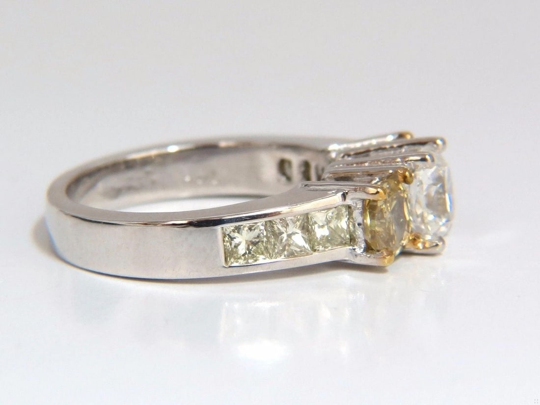 GIA certified 1.01ct natural diamond & 1.02ct fancy yellows ring 14kt 10346 *v - 4