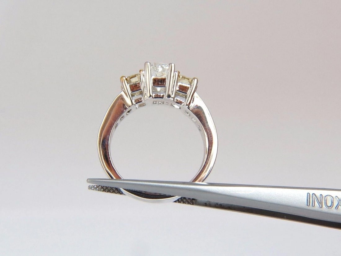 GIA certified 1.01ct natural diamond & 1.02ct fancy yellows ring 14kt 10346 *v - 6