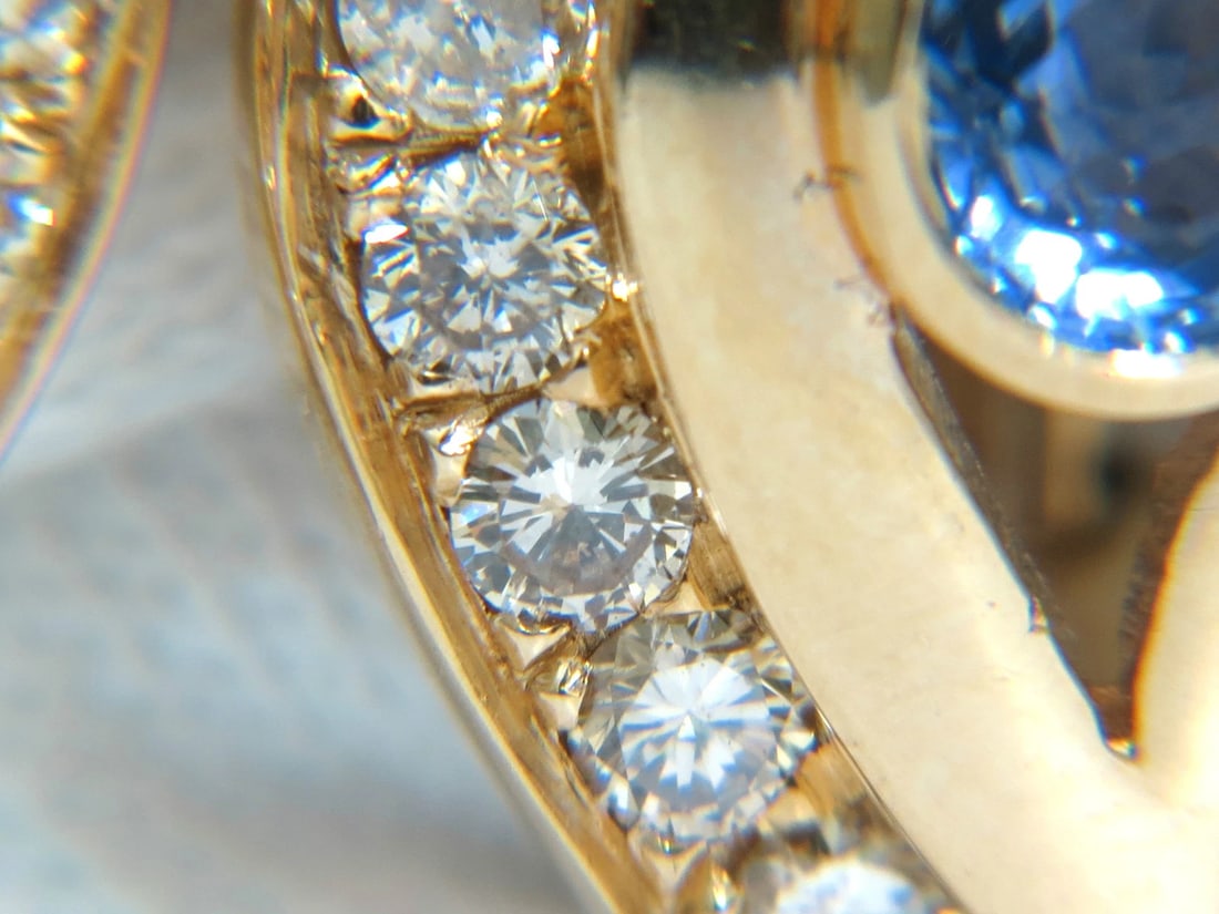 4.75CT NATURAL SAPPHIRE DIAMOND EARRINGS OMEGA CLIP 14KT CORNFLOWER** - 6