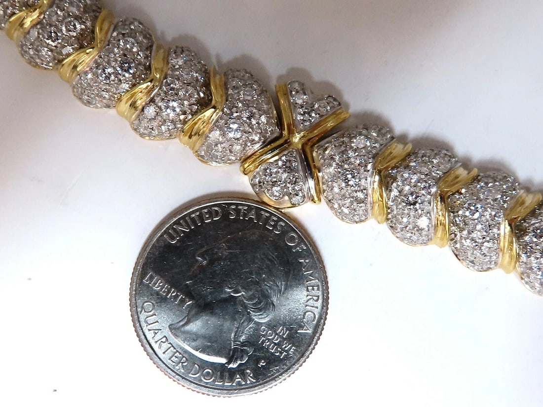 7.00ct Natural Round Diamonds Hinged Scaling Pattern Necklace Statement 18kt** - 3