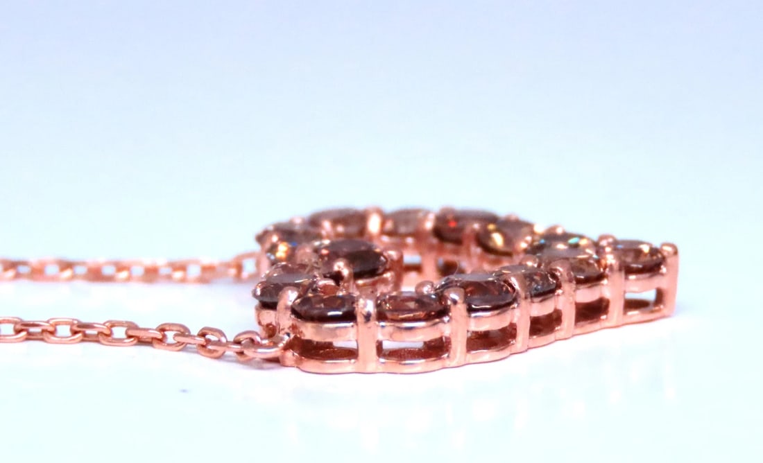 2.20ct Natural Fancy Brown Diamonds Heart Necklace 14kt Gold 12396** - 3
