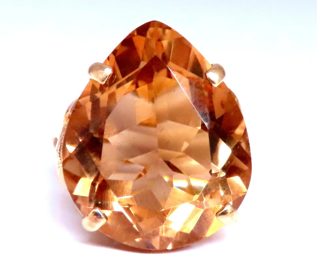 20ct. Natural Pear Citrine Victorian Solitaire Style Ring 18kt Gold Ref 12298** - 2