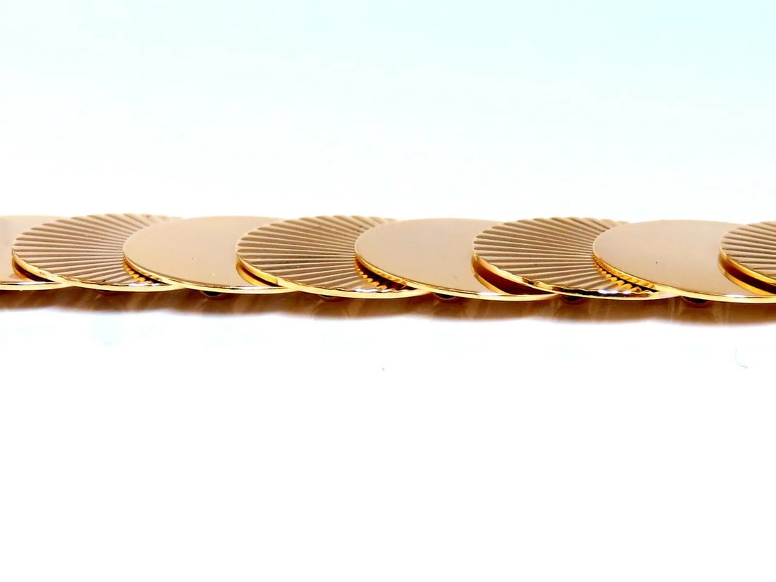 Vintage Circular Disc & Ray Link Bracelet 14kt Gold** - 5