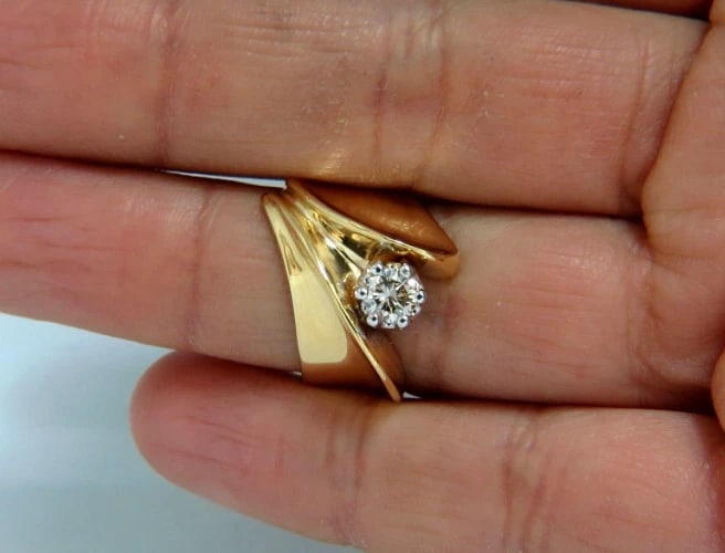 .53ct Natural Fancy Light Brown Diamond ring 14kt Bypass Deco** - 5
