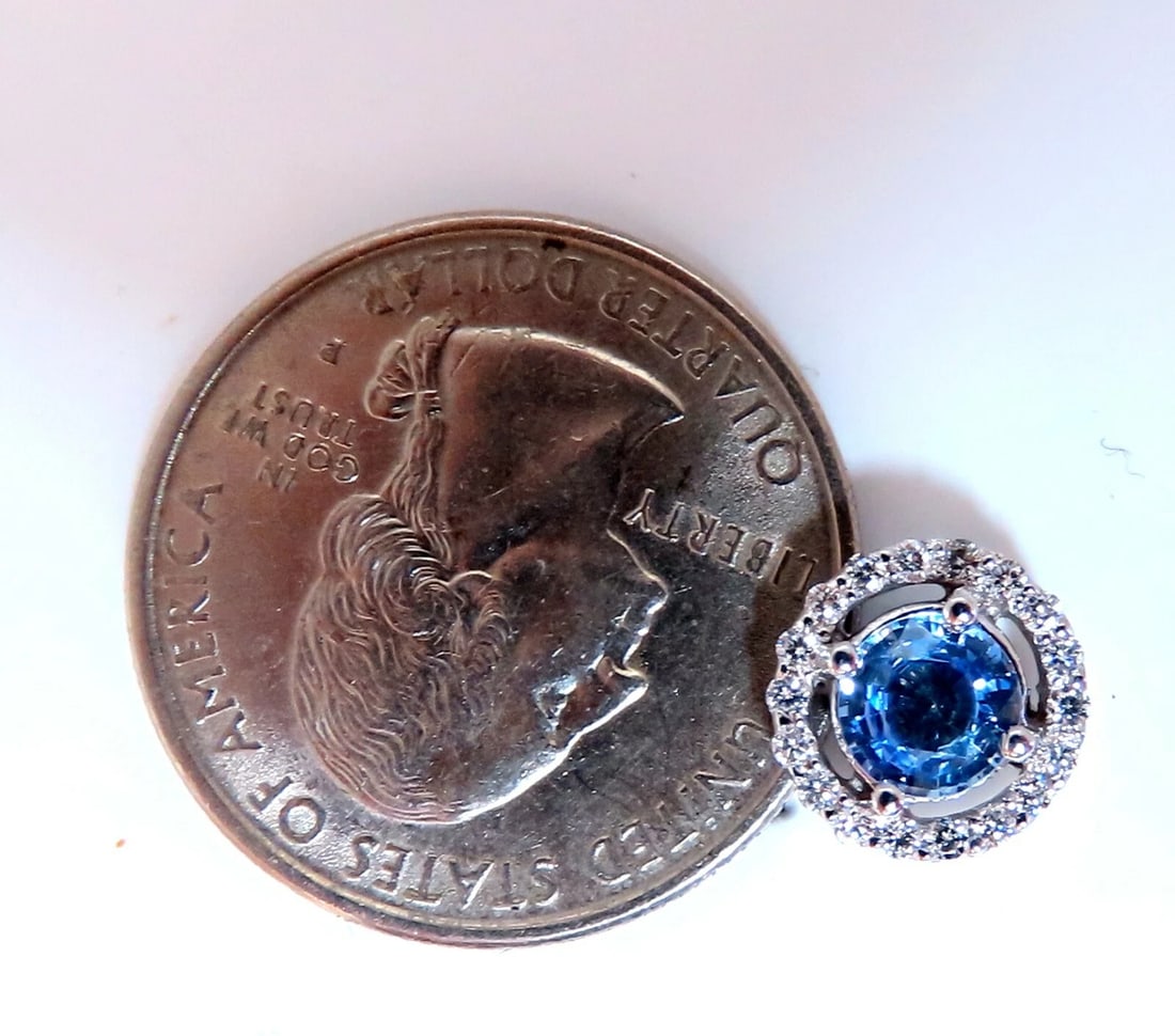 1.75ct Natural Sapphire Diamonds Cluster Earrings 14 Karat gold** - 3