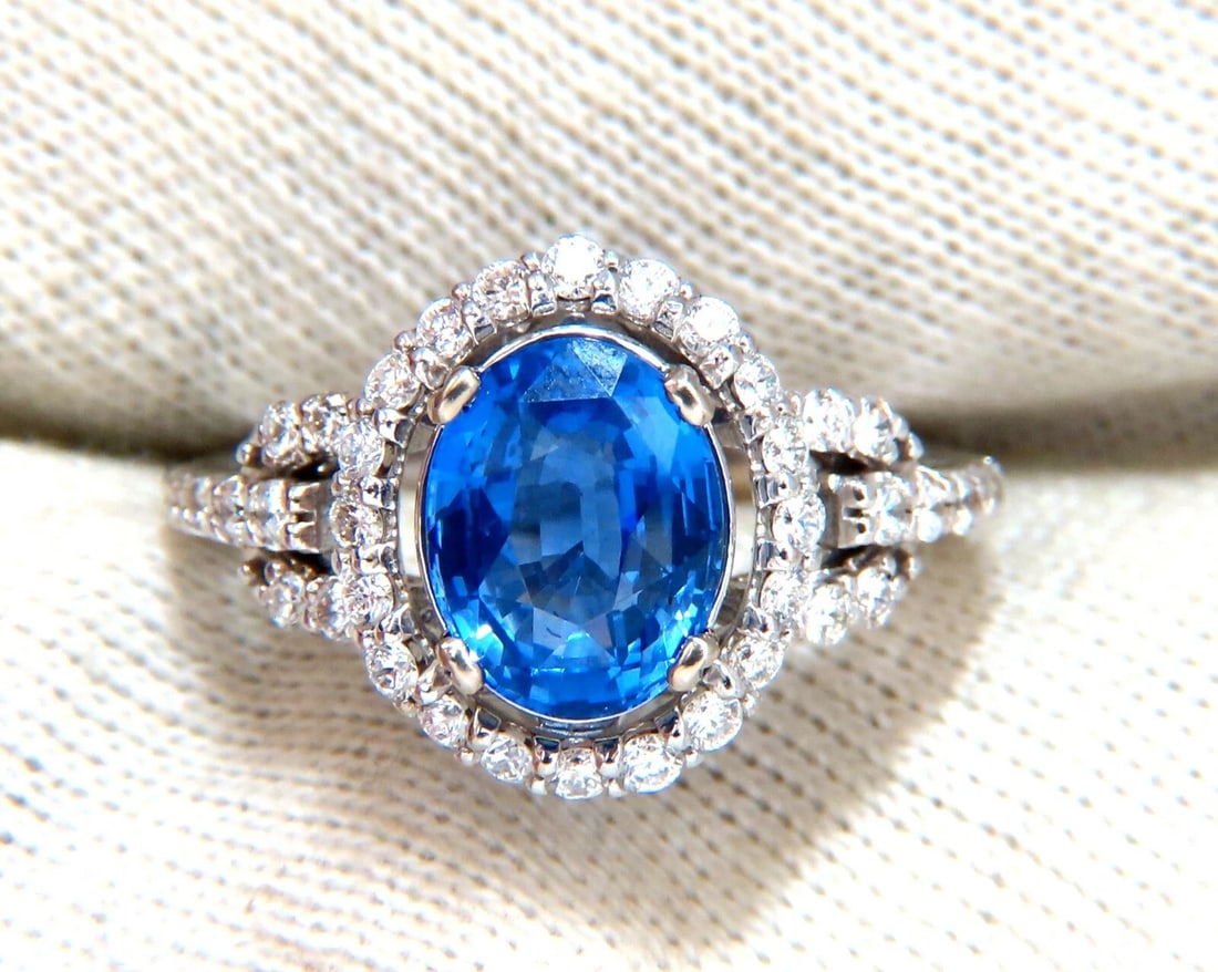 GIA Certified 3.30ct Natural No Heat Sapphire Diamond Ring Unheated 14 Karat** - 6