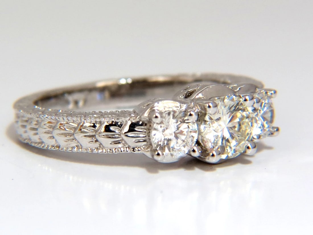 1.09CT NATURAL ROUND BRILLIANT DIAMOND RING CLASSIC THREE ENGAGEMENT** - 2