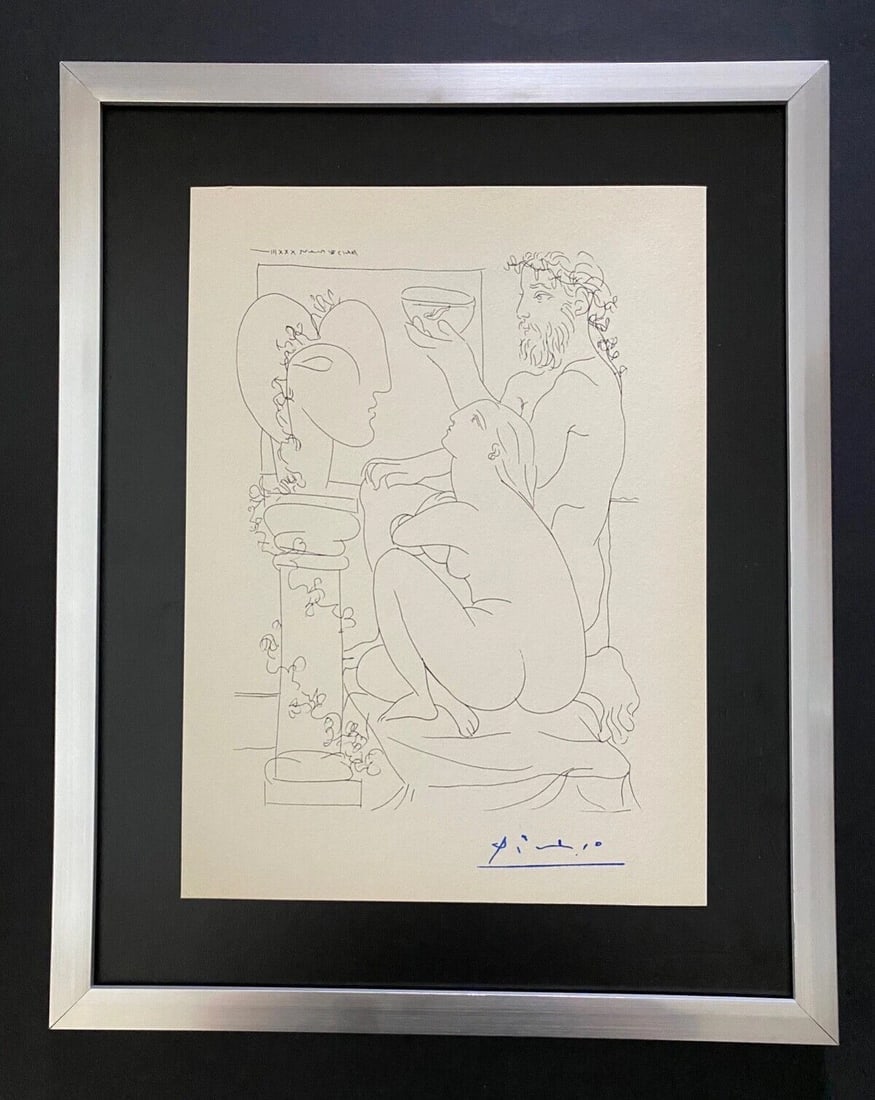 PABLO PICASSO 1955 ARTISTIC FIGURE SIGNED PRINT FRAMED ART (1 of 4)