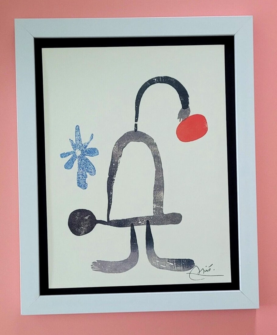 JOAN MIRO + 1971 BEAUTIFUL SIGNED PRINT MOUNTED AND FRAMED 11x14in + BUY NOW!! (1 of 4)
