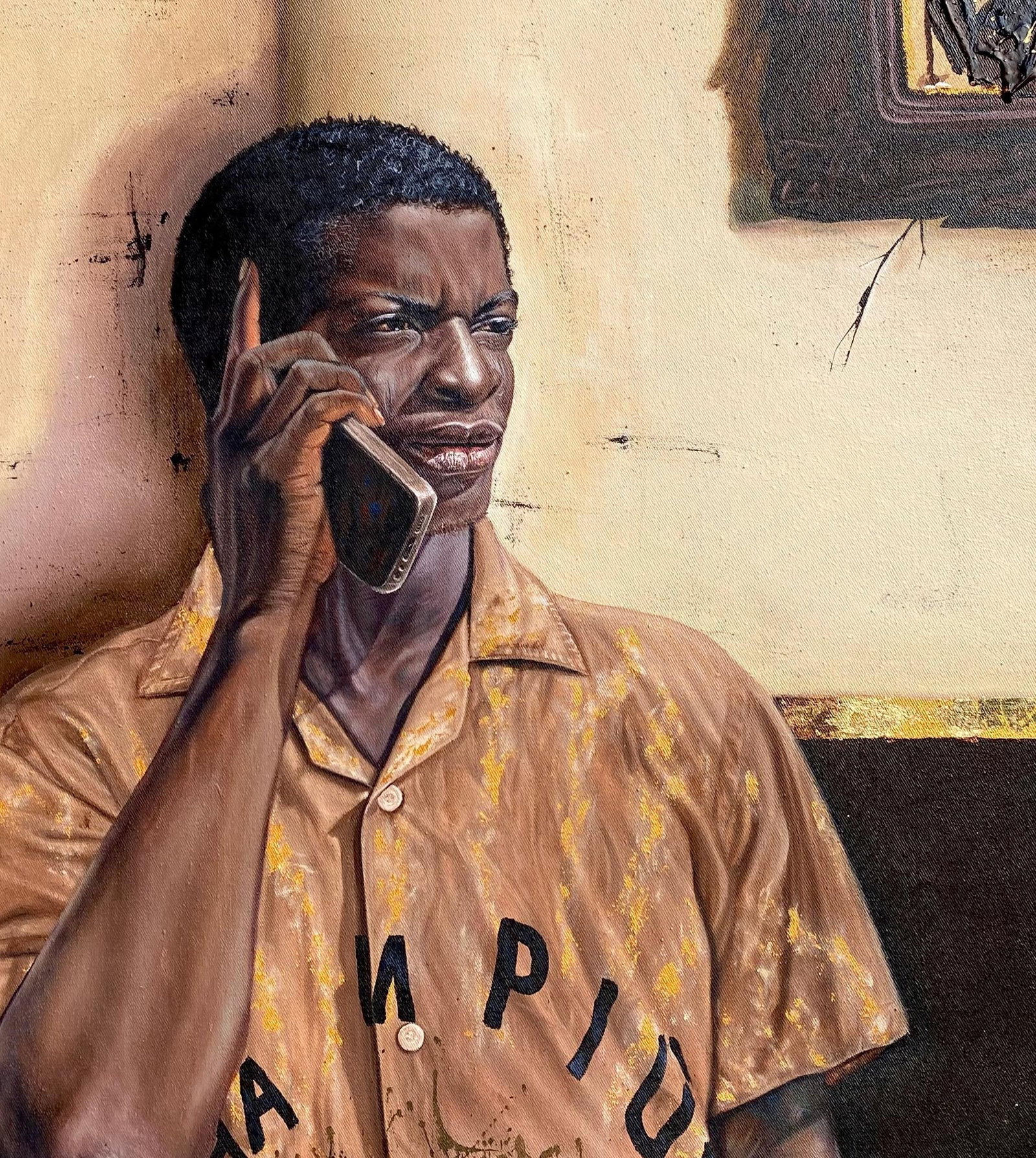 Abdulateef Salaudeen, Phone Conversation - 21st Century Contemporary, Expressionist, Men, Earth - 9