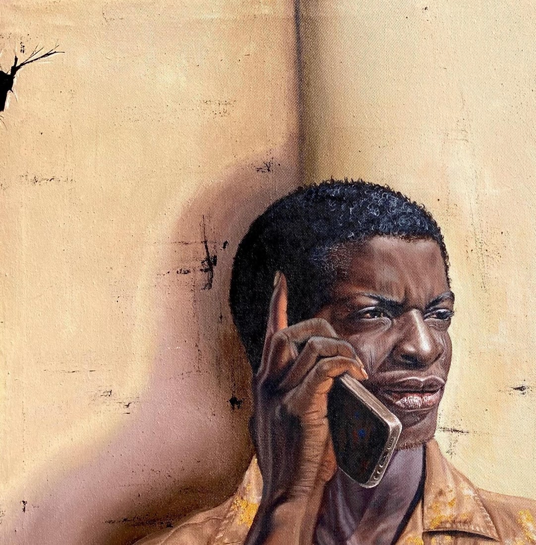 Abdulateef Salaudeen, Phone Conversation - 21st Century Contemporary, Expressionist, Men, Earth - 11