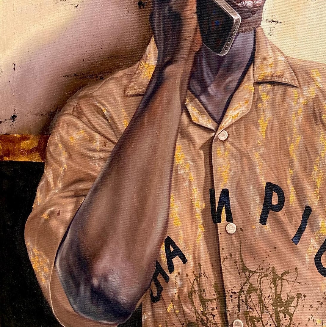 Abdulateef Salaudeen, Phone Conversation - 21st Century Contemporary, Expressionist, Men, Earth - 13