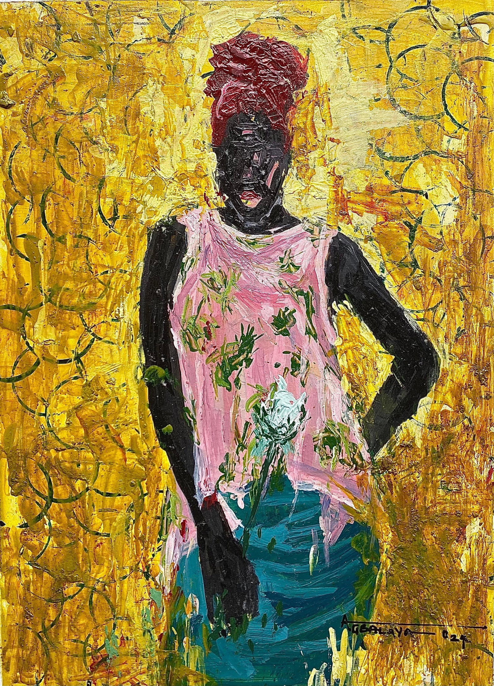 Agbalaya Abdulahi Opeyemi, Once Given a White Rose 3 - 21st Century Contemporary, Impasto, Acrylic, - 4