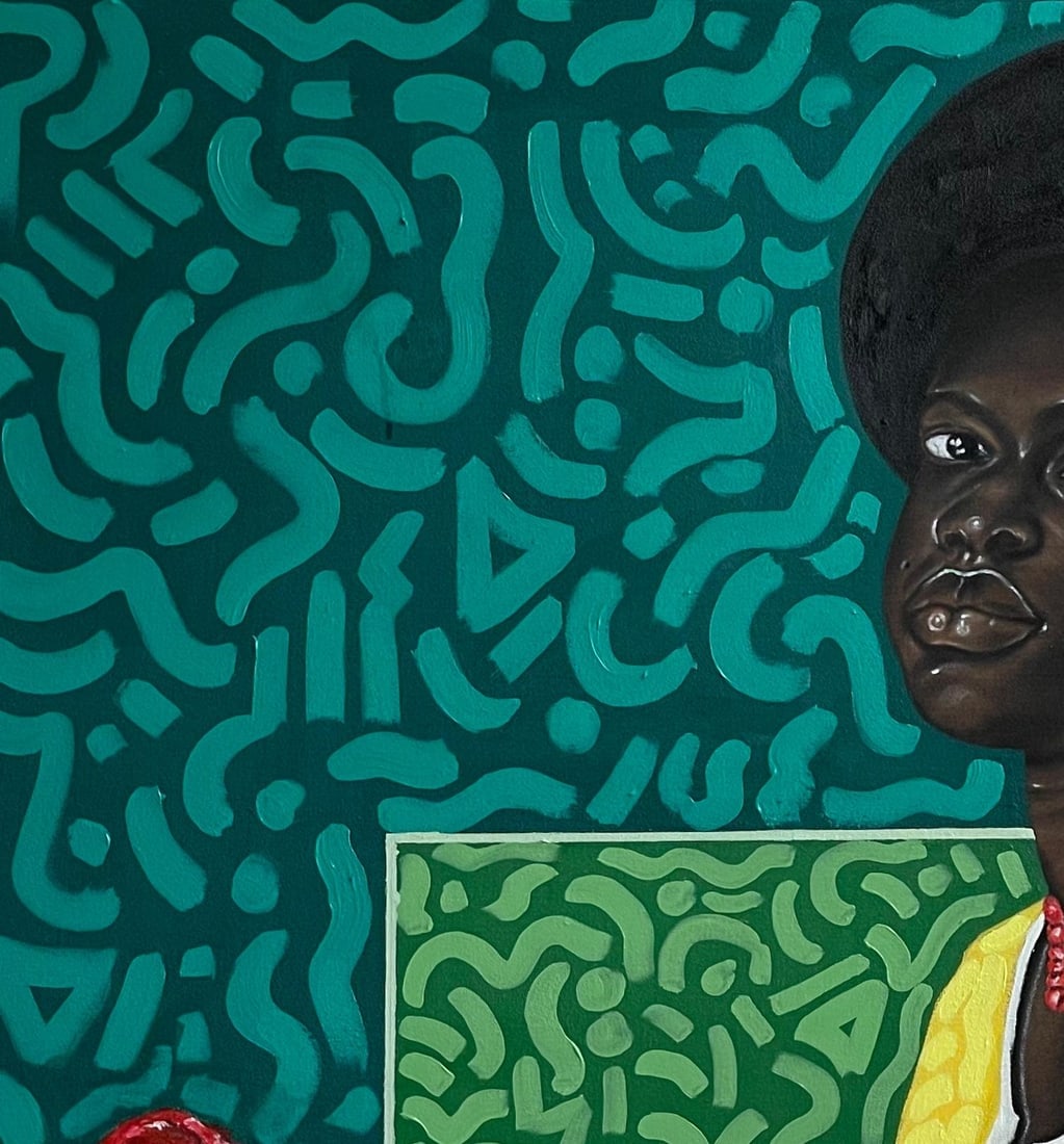 Oluwafemi Akanmu, Feminism - 21st Century, Contemporary, Figurative Portrait, Women with Flowers, - 2