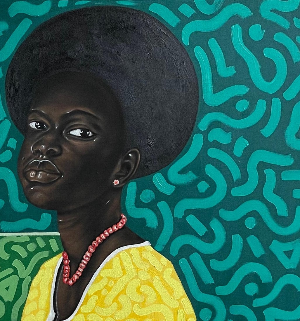 Oluwafemi Akanmu, Feminism - 21st Century, Contemporary, Figurative Portrait, Women with Flowers, - 3