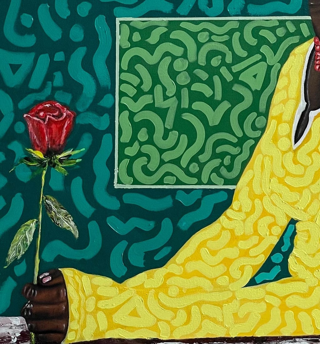 Oluwafemi Akanmu, Feminism - 21st Century, Contemporary, Figurative Portrait, Women with Flowers, - 4