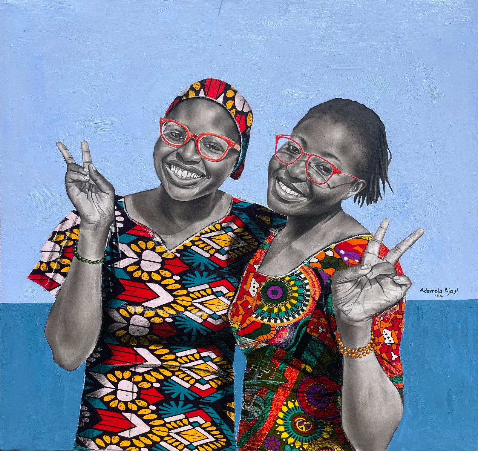 Ademola Clement Ajayi, Peace Begins With A Smile - 21st Century Contemporary, Figurative Portrait - 10