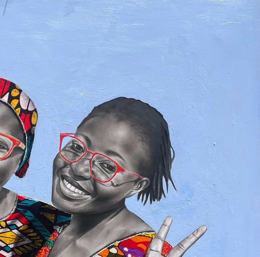 Ademola Clement Ajayi, Peace Begins With A Smile - 21st Century Contemporary, Figurative Portrait - 12