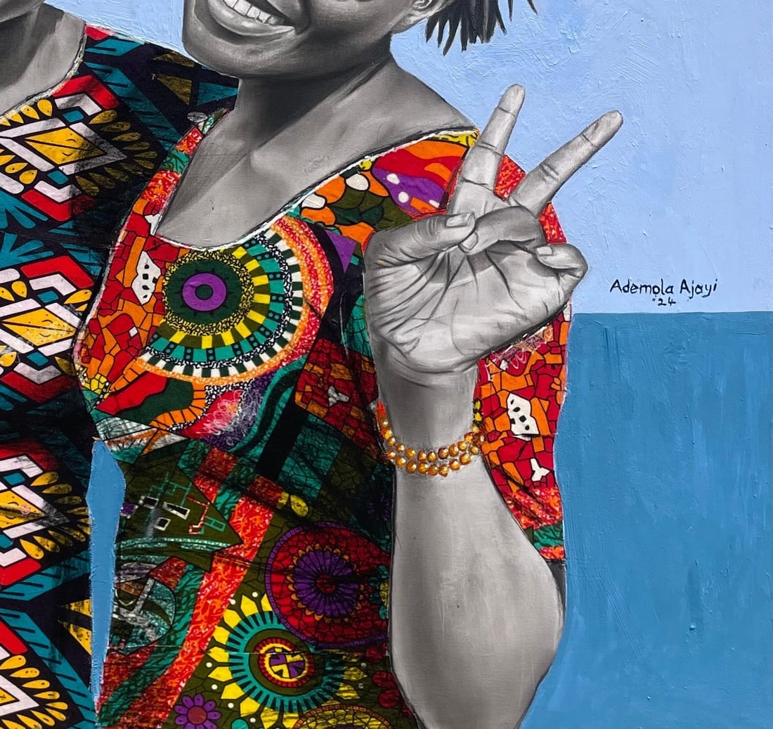 Ademola Clement Ajayi, Peace Begins With A Smile - 21st Century Contemporary, Figurative Portrait - 14