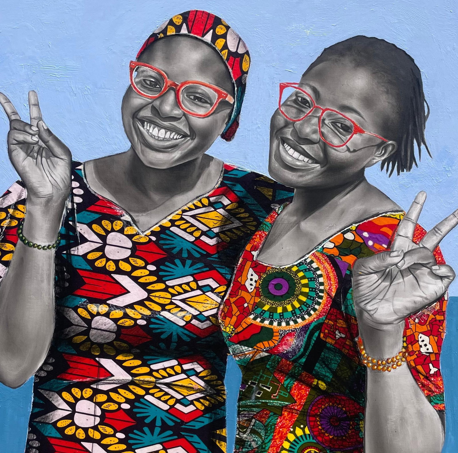 Ademola Clement Ajayi, Peace Begins With A Smile - 21st Century Contemporary, Figurative Portrait - 3
