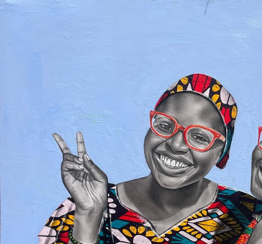 Ademola Clement Ajayi, Peace Begins With A Smile - 21st Century Contemporary, Figurative Portrait - 5