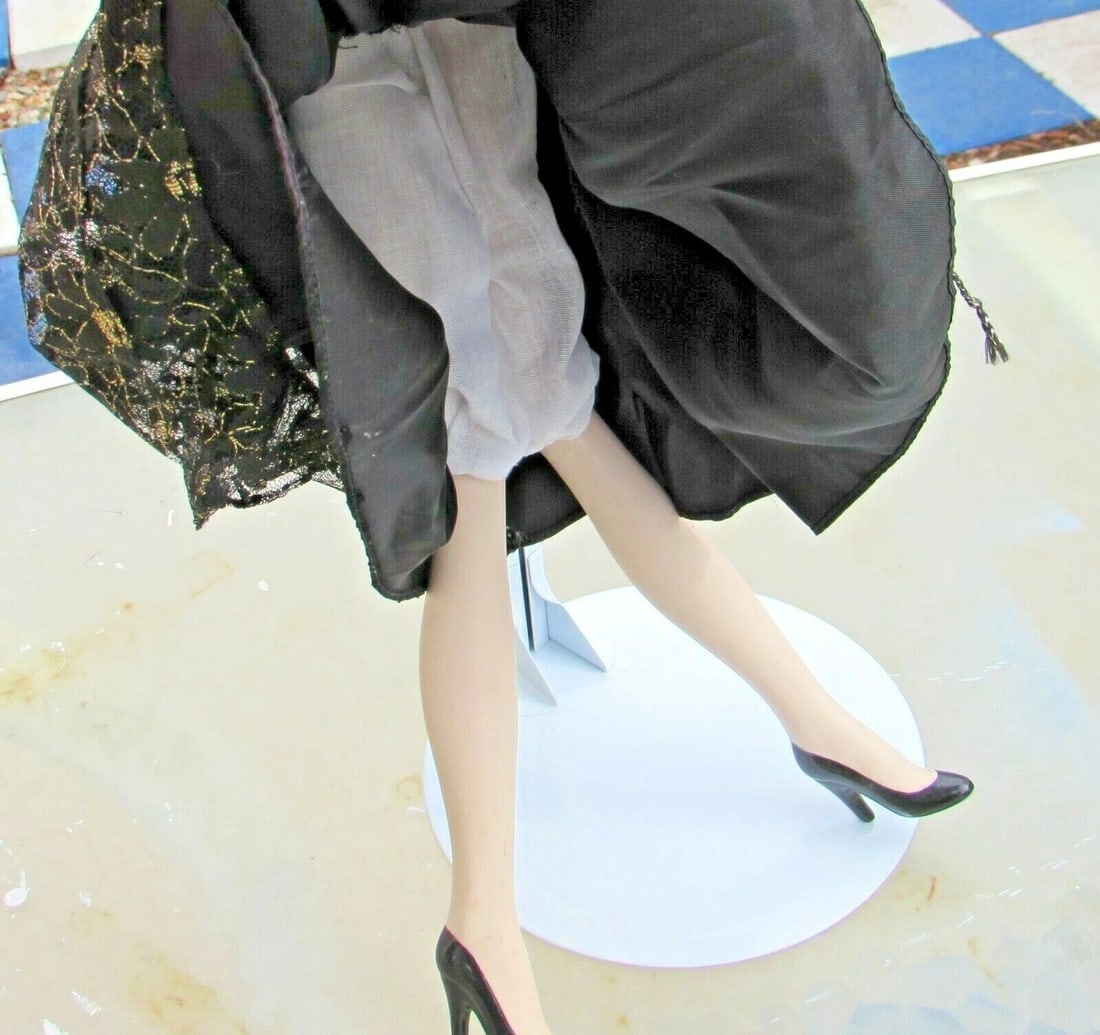 20s Flapper Style 27" Cloth Doll ceramic face, hands, feet comes with stand - 5