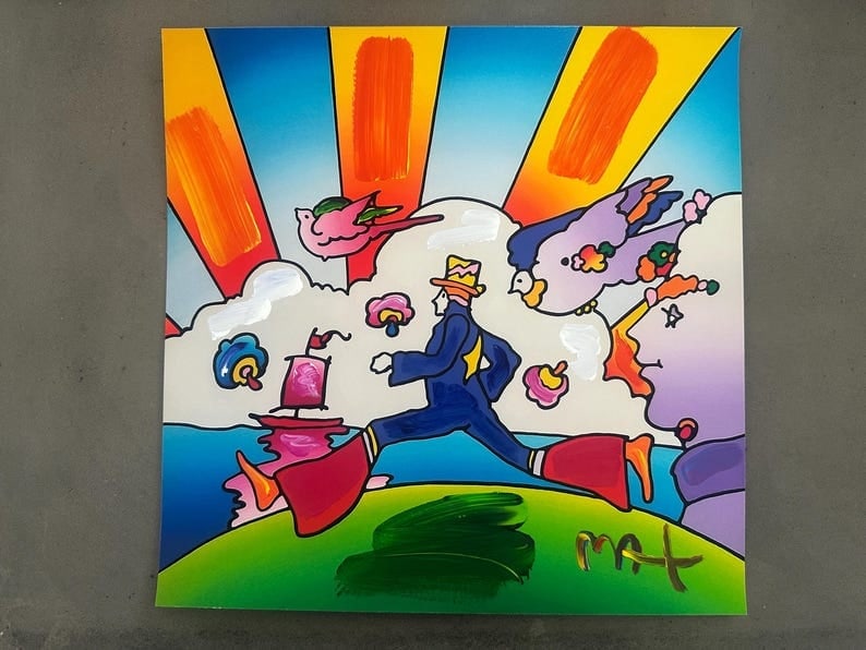 Peter Max Acrylic Painting HAND Painted & Signed cosmic jumper One of a kind Artwork With COA (1 of 7)