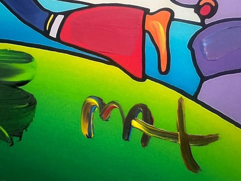 Peter Max Acrylic Painting HAND Painted & Signed cosmic jumper One of a kind Artwork With COA - 2