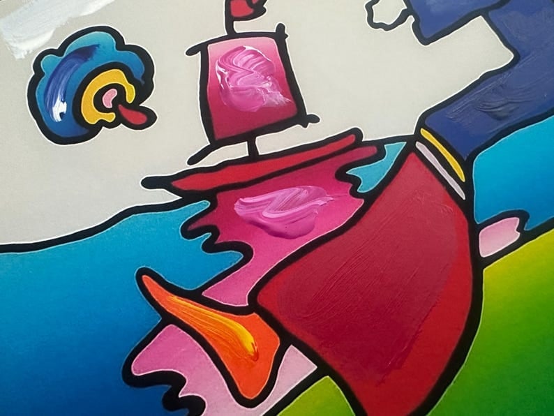 Peter Max Acrylic Painting HAND Painted & Signed cosmic jumper One of a kind Artwork With COA - 3