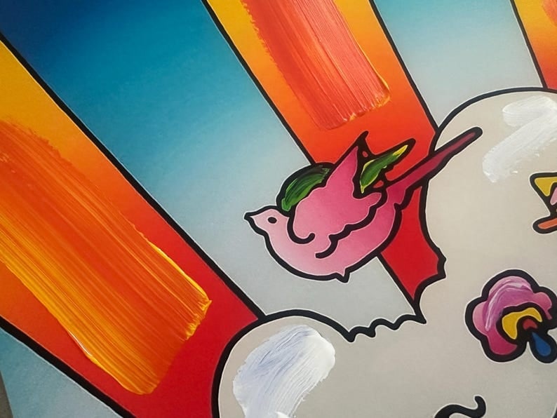 Peter Max Acrylic Painting HAND Painted & Signed cosmic jumper One of a kind Artwork With COA - 4