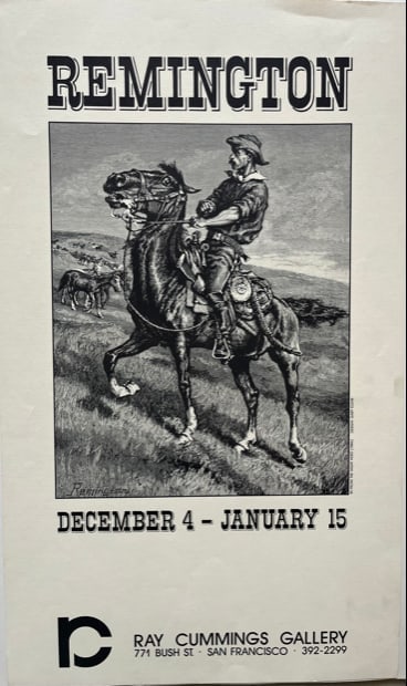 Frederic Remington: Title:Frederic Remington Description:Exhibition poster, c. 1985 Dimensions:13 X 26 ½ in. Reserve: $5.00 Shipping: Domestic: Flat-rate of $20.00 to anywhere within the contiguous U.S.