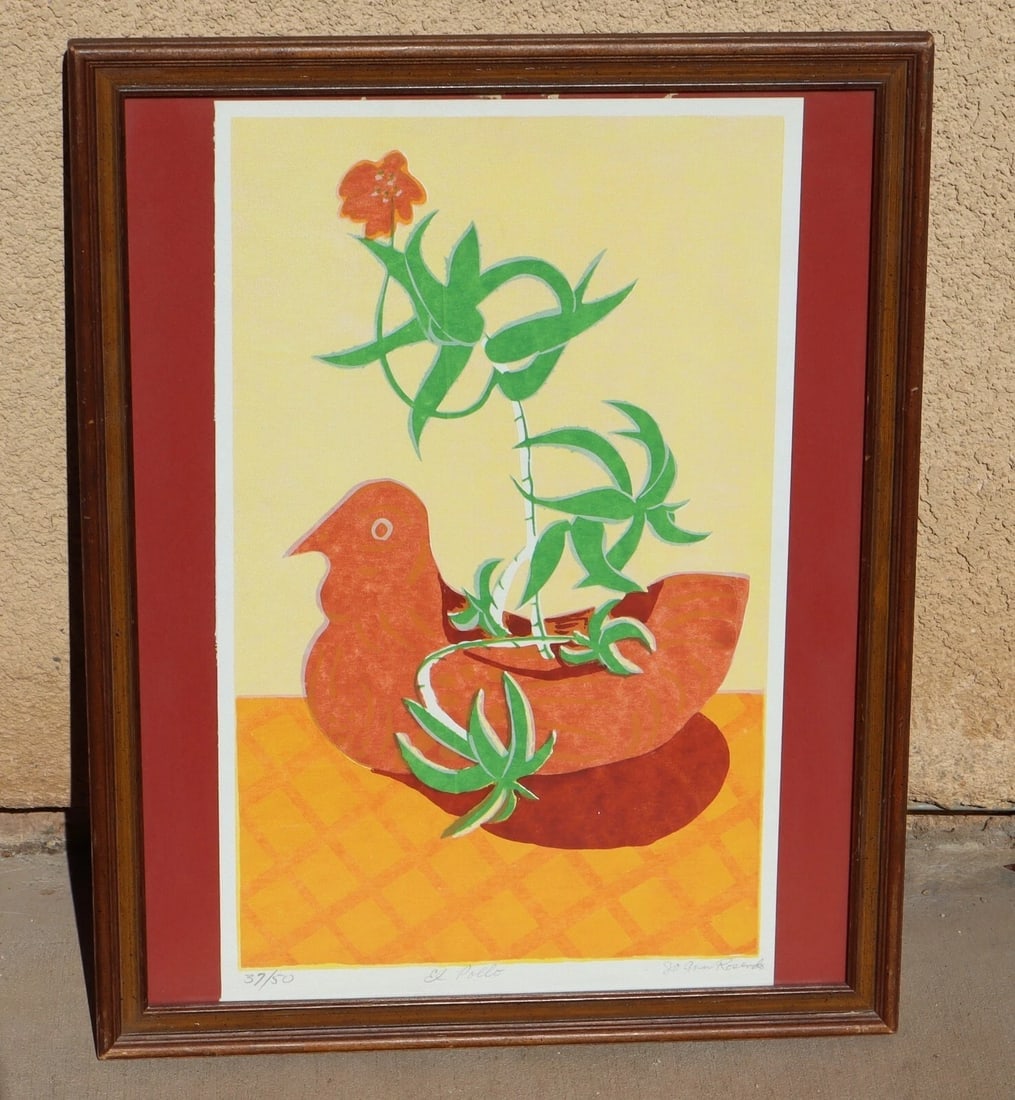 JO ANN ROSENDO California Modern Serigraph "El Pollo" Ceramic Chicken 37/50 - 2