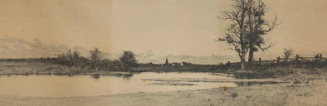 J. Haller Antique Drypoint Etching Landscape Radtke Lauckner & Co. 1891 Framed - 3