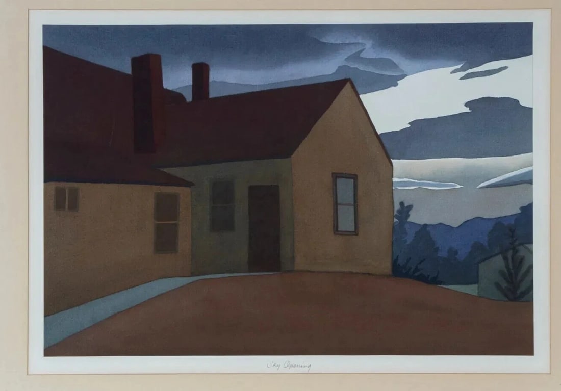 LORI SLATER California watercolor House and Sky - 3