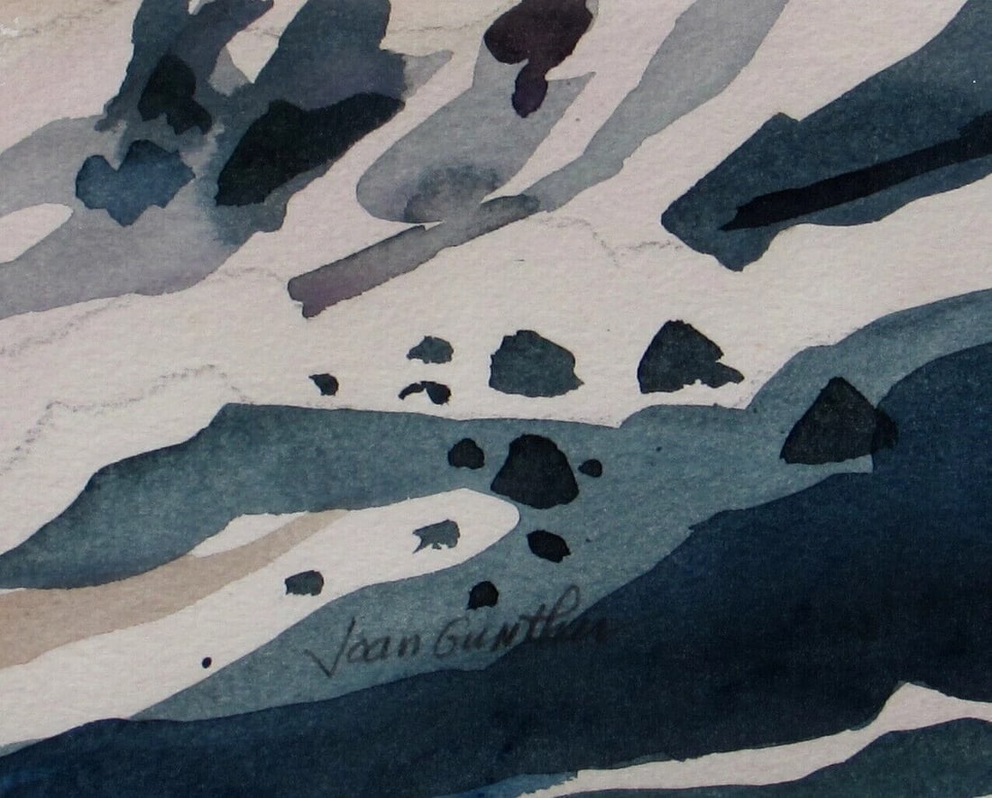 JOAN GUNTHER California Watercolor Seagulls by a Rocky Beach - 6