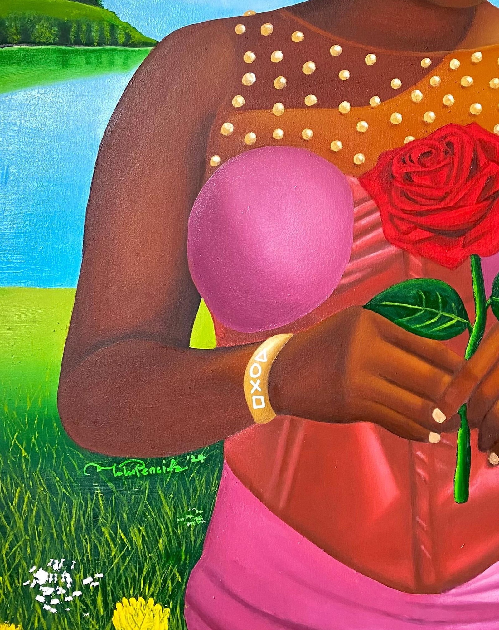 Tolulope Adigbo, My Rose Is Yours Alone - 21st Century Contemporary, Figurative Portrait, Fashion, - 2